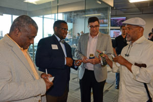 Pictured (LtoR) Larry Gourdine, National Human Genome Center at Howard University director of strategic partnerships; Sinclair P. Ceasar III, Loyola University Maryland assistant director of student life; Scott Robertson, Year Up director of corporate partnerships; and André Robinson, Mt. Royal Community Development Corporation executive director