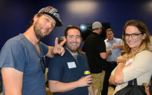 Pictured (LtoR) Patrick Rife, Startup Soiree co-founder; Andrew Schuster, NewsUp CEO; and Kara Redman, Backroom co-founder