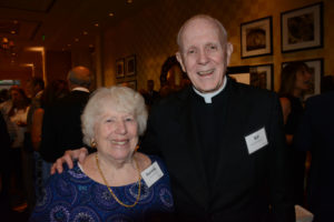 Pictured (LtoR) Aurelia Burt, Cristo Rey Jesuit High School founding board member; and Rev. William J. Watters, Cristo Rey Jesuit High School founder/event honoree