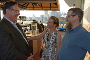 Pictured (LtoR) Steven Sutor, Chambers senior designer; Paula Hankins, Carroll Museums director; and Matt Hankins, Worcester Eisenbrandt shop supervisor