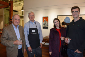 Pictured (LtoR) Karl Rickert, Rickert Engineering president/structural engineer; Rick Barton, Marshall Craft Associates principal; Erin Gum, Kinetics Dance Theatre dance teacher; and Charlie Barton, Art By Barton silk screen artist, inside the Marshall Craft Associates office